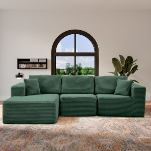 PexFix 104" Modular Sectional Sofa with L-Shape Chaise Modern Upholstered Cloud Couches with Throw Pillows for Living Room Bedroom Light Green - 1 of 4