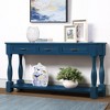 Long Solid Pine Wood Console Table with 3 Drawers and Bottom Shelf, Extra-Thick Mid-Century Sofa Table for Entryway and Hallway - 3 of 4