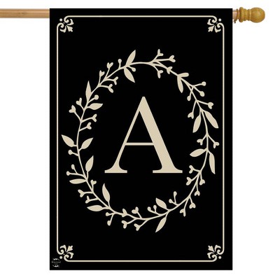 Classic Black Monogram Letter A House Flag
