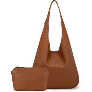 Hobo Bags Purse for Women Ultra Soft Foldable Shoulder Slouchy Handbags with Cosmetic bag - 1 of 4