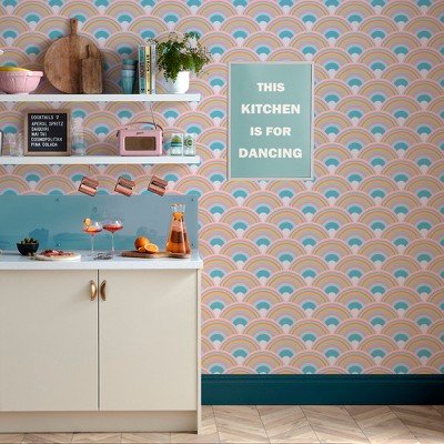 Curve Sky Multicolor Matte Non-Woven Removable Wallpaper Roll