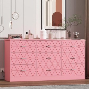 Jojoka Wooden Dresser for Bedroom 63 Inch Large Dresser with 9 Drawers and USB Power Outlet - 1 of 4