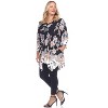 Women's Plus Size Paisley Scoop Neck Tunic Top with Pockets - White Mark - 2 of 3