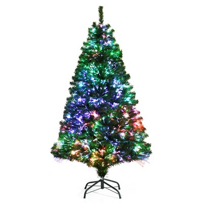 Costway 5ft Pre-lit Fiber Optic Pvc Artificial Christmas Tree W/ 449 ...