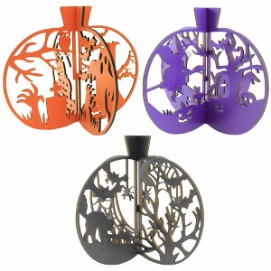 Ganz 8.0 Inch Laser Cut Pumpkins Lg Bats Cat Spider Web Pumpkin Figurines - 1 of 4