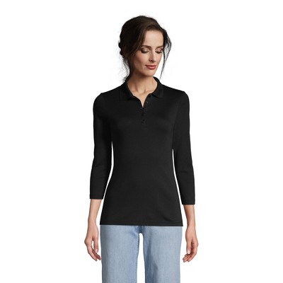 Lands' End Women's 3/4 Sleeve Supima Cotton Polo Shirt