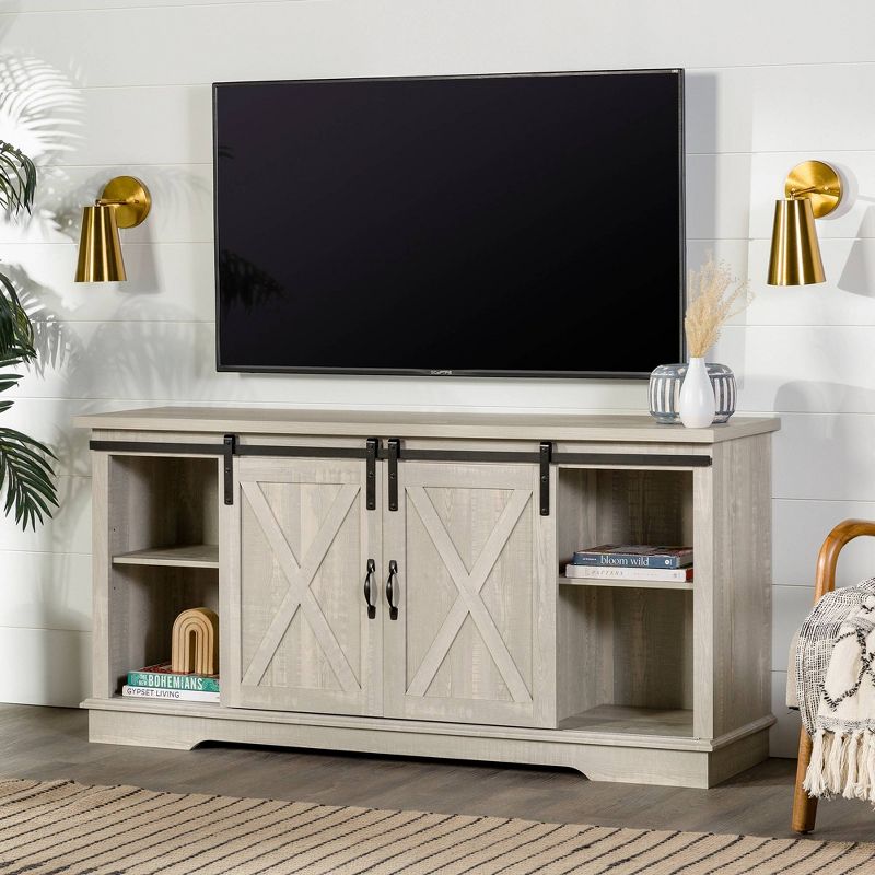 Modern Transitional Sliding Barndoor TV Stand for TVs up to 65"- Saracina Home, 3 of 25
