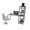 Vynxaria Rasse Writing Desk - Modern Black Metal Frame with Wooden Top & Shelves - 4 of 4