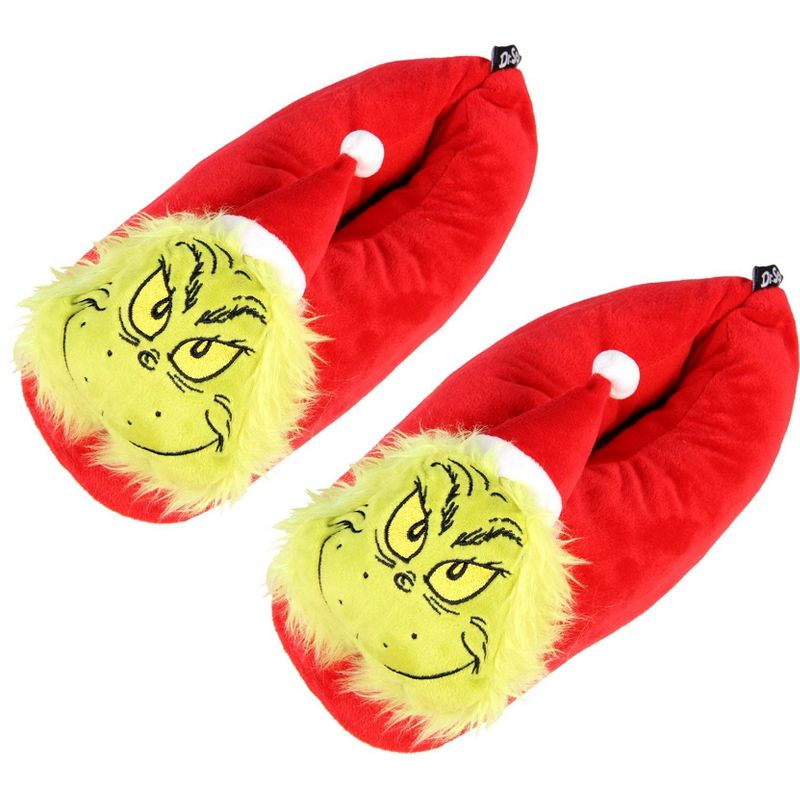 Dr. Seuss The Grinch Who Stole Christmas Character Santa Grinch Slippers, 1 of 5
