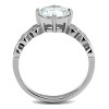 Slickblue Silver Stainless Steel CZ Ring for Women – 8mm Round Center, Pave Side Stones, Sizes 5-10 - 3 of 4