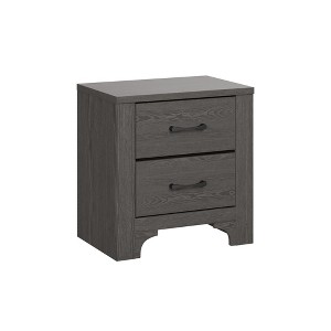 Vynxaria Modern Farmhouse 2-Drawer Nightstand, Stone Brown Finish, 23.0"W×15.5"D×24.0"H, No Assembly Required, Easy Care - 1 of 4