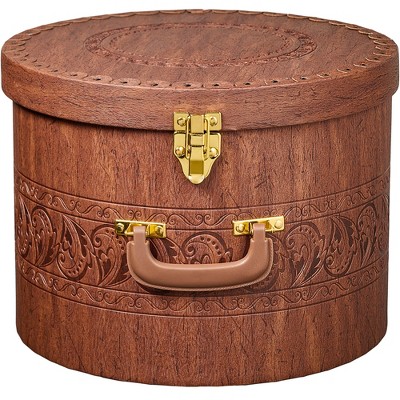 Creative Scents Round Hat Box Container with Gold locking Lid and Sturdy Handle