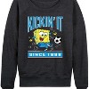 Women's - Spongebob Squarepants - Kickin It Since 1999 -Women's French Terry Pullover Lightweight French Terry Wide Neck Long Sleeve Shirt - 2 of 4