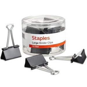 Staples 2" Binder Clips Large Black 12/Pack (10669) ST10669/10669 - 1 of 4