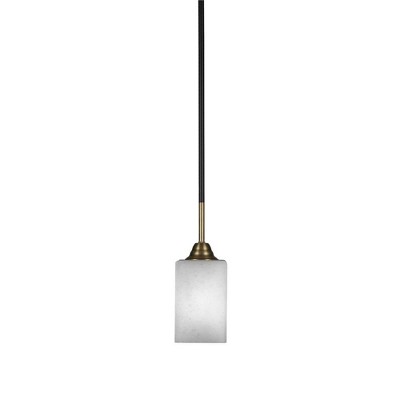 Toltec Lighting Paramount 1 - Light Pendant in  Matte Black/Brass with 4" Square White Muslin Shade