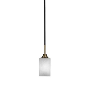Toltec Lighting Paramount 1 - Light Pendant in  Matte Black/Brass with 4" Square White Muslin Shade - 1 of 1