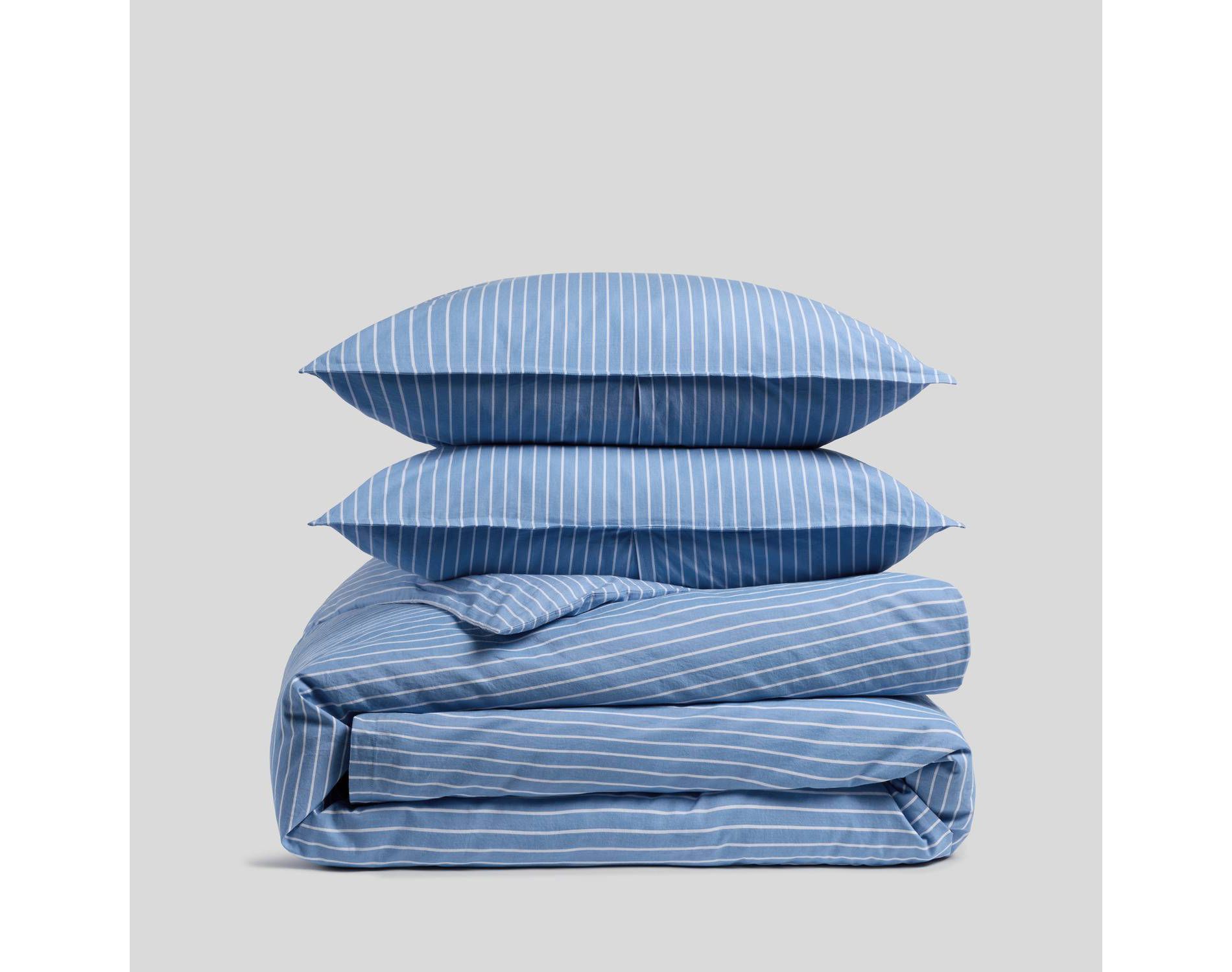 Casual Organic Cotton Narrow Stripe Duvet Cover Set Yacht & White - Parachute for Target