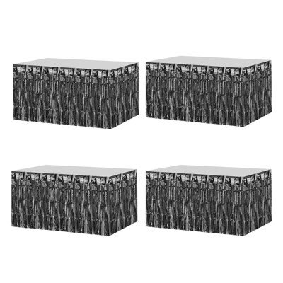 Unique Bargains Wedding Birthday Metallic Foil Fringe Table Skirts for Rectangle Tables