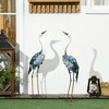 Outsunny Crane Garden Statues, 28.5" & 29" Standing Bird Sculptures, Metal Yard Art Decor, Landscape Decoration Set of 2, Blue - 3 of 4