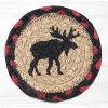 Earth Rugs Printed Coaster – Black Moose Design, Rustic Braided Jute Lodge Accent, Wildlife Cabin Table Decor, 5"x5" - 2 of 3