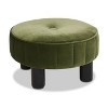 Riley 16in Round Footstool Ottoman, Olive Green Performance Velvet - 4 of 4