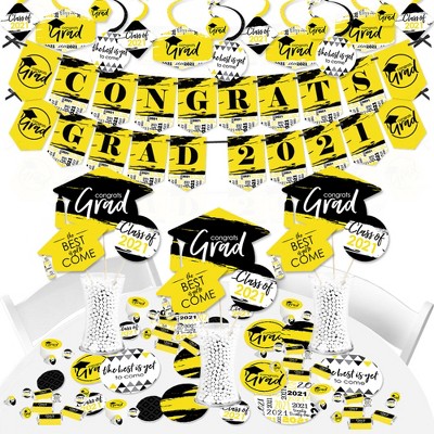 Big Dot of Happiness Yellow Grad - Best is Yet to Come - 2021 Yellow Graduation Party Supplies - Banner Decoration Kit - Fundle Bundle