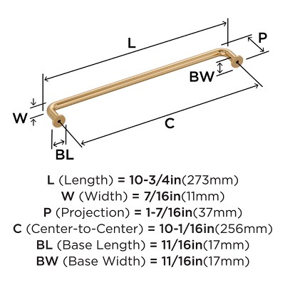 Champagne Bronze 10-1/16 Inch Modern Cabinet Bar Pull