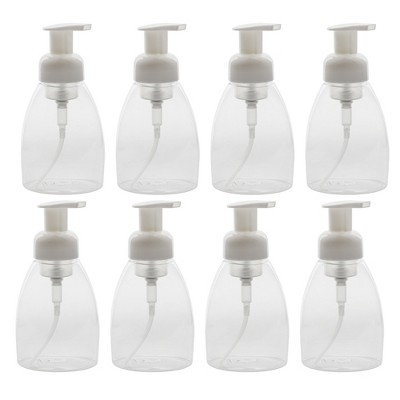 Cornucopia Brands Foaming Soap Dispensers 8.5oz / 250ml Capacity 8pk; Oval w/ White Pumps to Use w/ Soaps, Body Wash and More