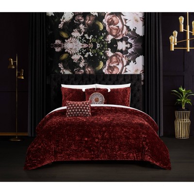 5pc Queen Kiana Comforter Set Burgundy - Chic Home Design
