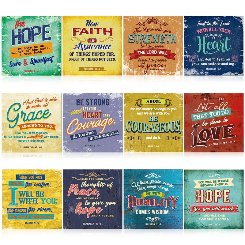 Bright Creations 12 Pack Christian Motivational Bible Verse Posters - 12x12 Religious Inspirational Scripture Wall Art for Classroom, 1 of 7