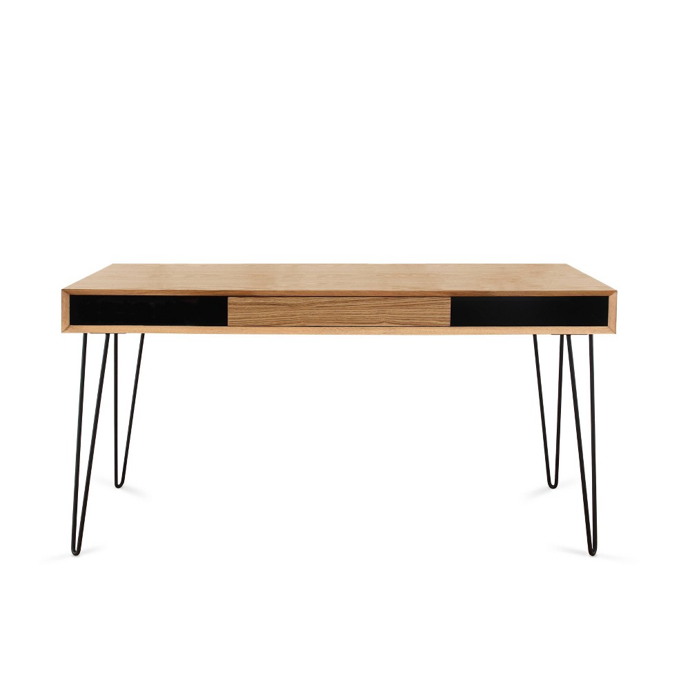 Proman Products Marcus Desk Natural - Proman Products: Steel Frame, Veneer Surface, All Purpose Drawer