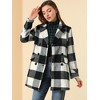 Allegra K Women's Notched Lapel Double Breasted Winter Plaids Overcoat - 3 of 4