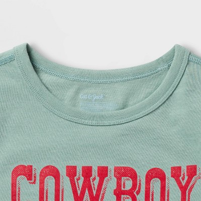 Cat & Jack Kids' 2pk Adaptive Short Sleeve 'Dino/Cowboy' Graphic T-Shirt - Cat & Jack™ Brown/Ocean Green XL — фото 3