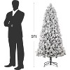 Artificial Christmas Tree with White Lights & Foldabe Metal Stand, Flocked Christmas Pine Trees for Home, Holiday Decoration - 2 of 4