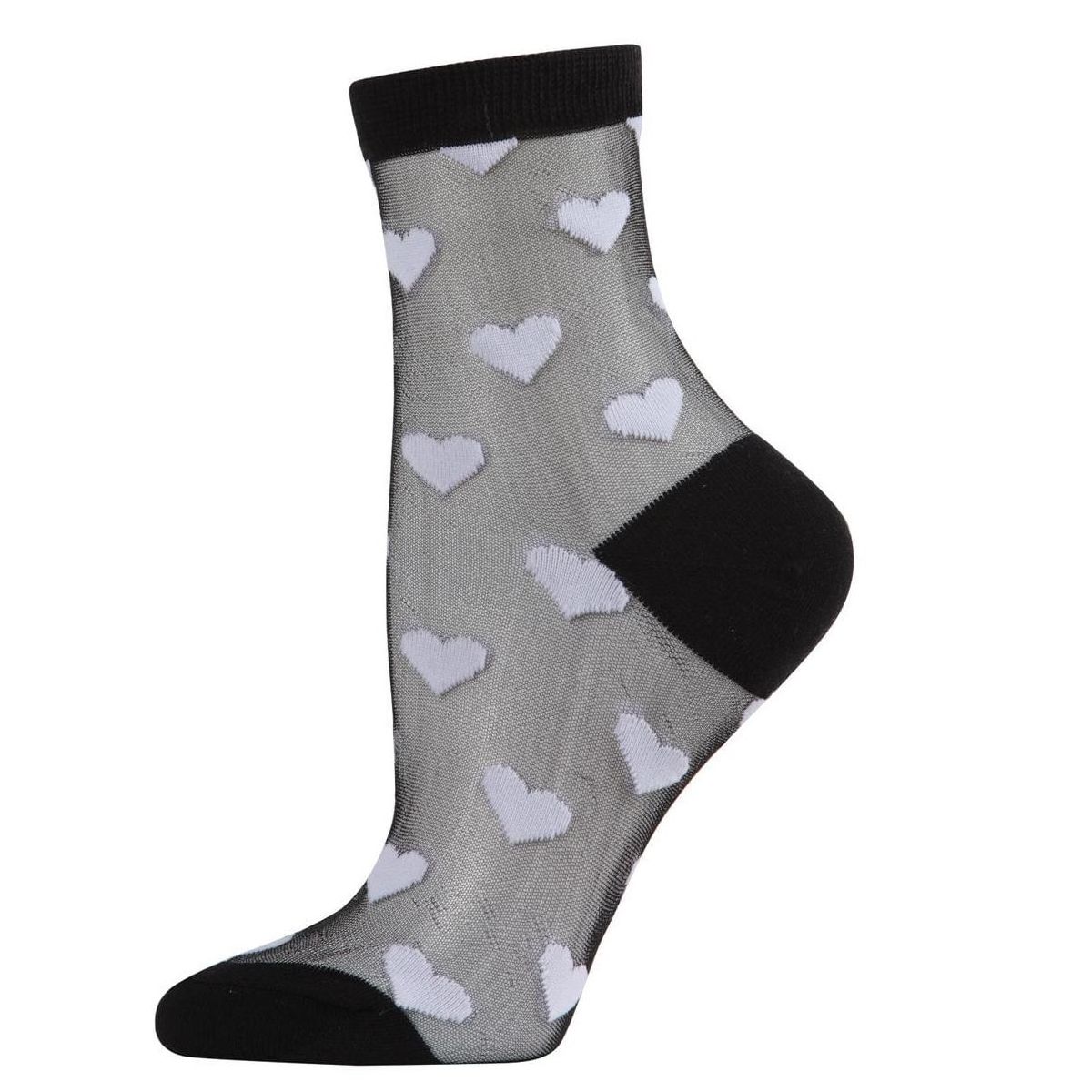 Memoi Women's Hearts Mono Fine Net Semi-Sheer Anklet Sock - thumbnail 5