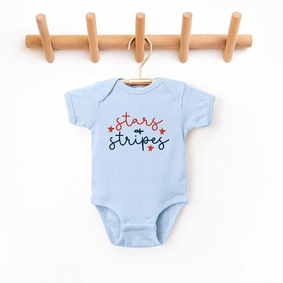 The Juniper Shop Patriotic Stars And Stripes Cursive Baby Bodysuit
