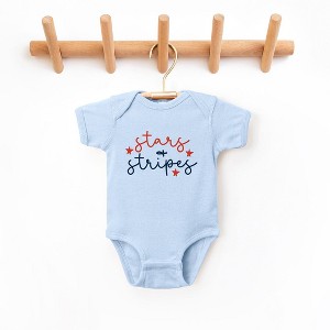 The Juniper Shop Patriotic Stars And Stripes Cursive Baby Bodysuit - 1 of 2