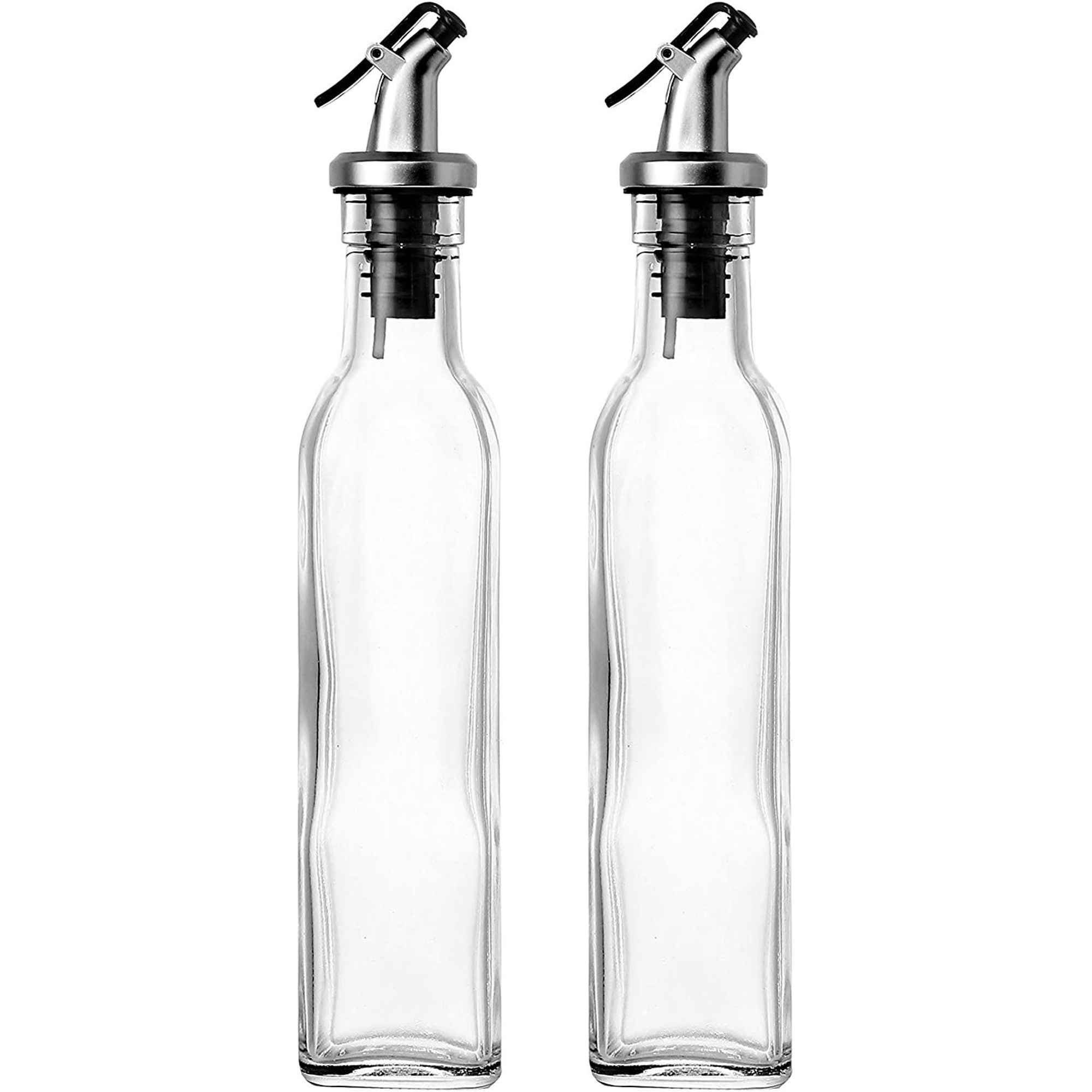 Juvale 2-Pack 8.5oz 250ml Olive Oil and Vinegar Cruets Glass Dispensers Bottles