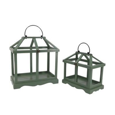 Transpac Wood Green Terrariums Set of 2 Home Decorations Spring