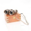 Antique Brass Binocular – 2.25in Height – Leather Overlay in Wooden Box By Old Modern Handicrafts - 4 of 4