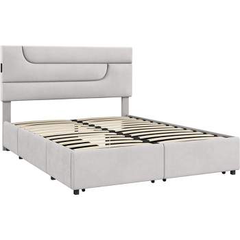 Yaheetech Upholstered Bed Frame with Storage
