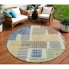 Beige Gold And Blue Geometric Washable Indoor Outdoor Area Rug - 2 of 4