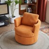 Swivel Accent Chair, Upholstered Round Barrel Chair, No Noise 360 Degree Swivel Metal Base, Reversible Seat Cushion Armchair - 3 of 4