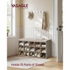 Shoe Bench with Cushion, Storage Bench with Padded Seat, Entryway Bench with 15 Compartments, 11.8 x 41.3 x 18.9 Inches - 2 of 4