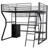YOOCOZZ Full Size Metal Gaming Loft Bed with Built-in Work Station, Open Wardrobe, LED and Multiple Storage - Black - 4 of 4