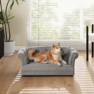 LAOTIES 36" Chesterfield Dog Sofa Bed,Medium Pet Bed,Tufted Rolled Back,High Density Foam