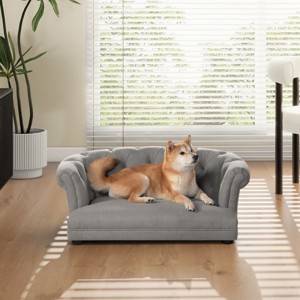 LAOTIES 36" Chesterfield Dog Sofa Bed,Medium Pet Bed,Tufted Rolled Back,High Density Foam - 1 of 4