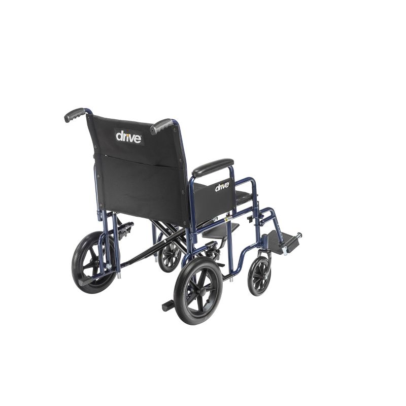 Drive Medical Bariatric Heavy Duty Transport Wheelchair with Swing Away Footrest, 22" Seat, Blue, 3 of 5