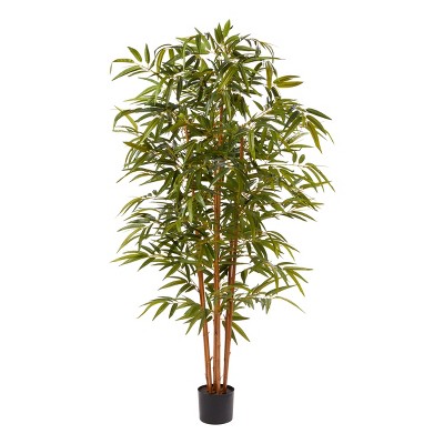 Nature Spring Faux Potted Indoor Artificial Bamboo - 6', Green and Brown