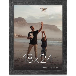 Americanflat 18x24 Rustic Picture Frame in Black with Textured Wood and Plexiglass - Horizontal and Vertical Formats for Wall - 1 of 4